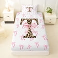 thumbnail image 3 of Erosebridal Letter T Monogrammed Twin Sheet Sets,Pink Girly Bowknot Bedding For Leopard Print Lovers 3-Piece, 3 of 6