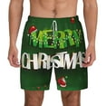 thumbnail image 2 of Picia Merry Christmas pattern Mens Swim Trunks with Compression Liner Stretch Beach Shorts Quick Dry with Zipper Pockets No-Chafing Board Shorts-Large, 2 of 9