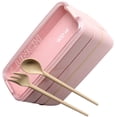 thumbnail image 4 of Lonchera apilable rosa estilo japonés de 3 capas, elegante y apilable, ideal para estudiantes, oficina, escuela y hogar., 4 of 11