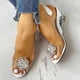 thumbnail image 4 of Sandalias transparentes con diseño de flores con tachuelas Sandalias de tacón de cuña con diamantes de imitación transparentes Zapatos informales para mujer, 4 of 5