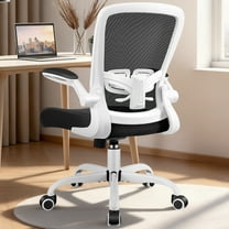 COOLHUT Ergonomic Office Chair, Task Chair, Comfort Desk Chair with Adjustable Lumbar Support and Flip up Arms, 350LBS, White