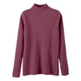 thumbnail image 6 of ManxiVoo Women's Ribbed Knit Turtleneck Sweater Long Sleeve Pullover Basic Chic Fall Winter Fashion Top XL Size Purple, 6 of 6