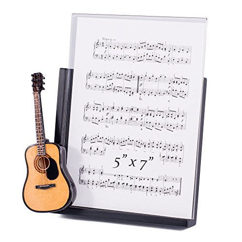 String Guitar with Pick Guard Decorative Classic Black 5x7 Picture Frame