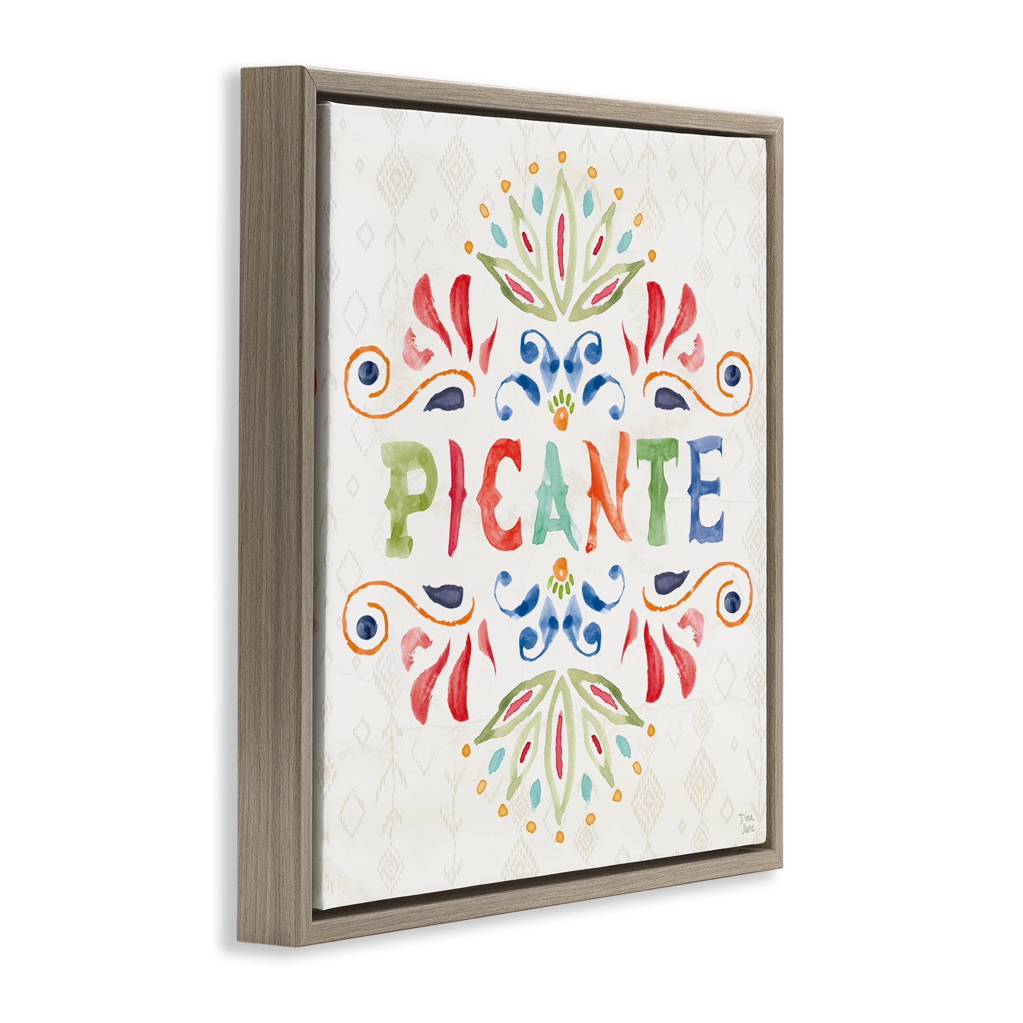 Stupell Industries Picante con Patrón Vibrante Inspirational Quotes & Sayings Painting Brown Floater Framed Art Print Wall Art, 25 x 25