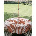 thumbnail image 2 of Outdoor Tablecloth with Umbrella Hole Zipper Tropical Palm Tree Round Tablecloth 60" Waterproof Outside Table Cloth Vintage Burnt Orange Botanical Plants Patio Table Cover Tablecloths for Picnic, 2 of 8