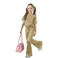 thumbnail image 4 of XIYON Cute Clothes For Girls Casual Fashion Outfit Bow Short Sleeve Top And Long Pants Comfy 2 Piece Playwear 9-10 Years, 4 of 5