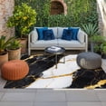 thumbnail image 2 of Black Marble Outdoor Rug for Patio/Deck/Porch, Non-Slip Large Area Rug 5 x 7 Ft, Luxury Gold White Abstract Cracks Artwork Indoor Outdoor Rugs Washable Area Rugs, Reversible Camping Rug Carpet Runner, 2 of 8