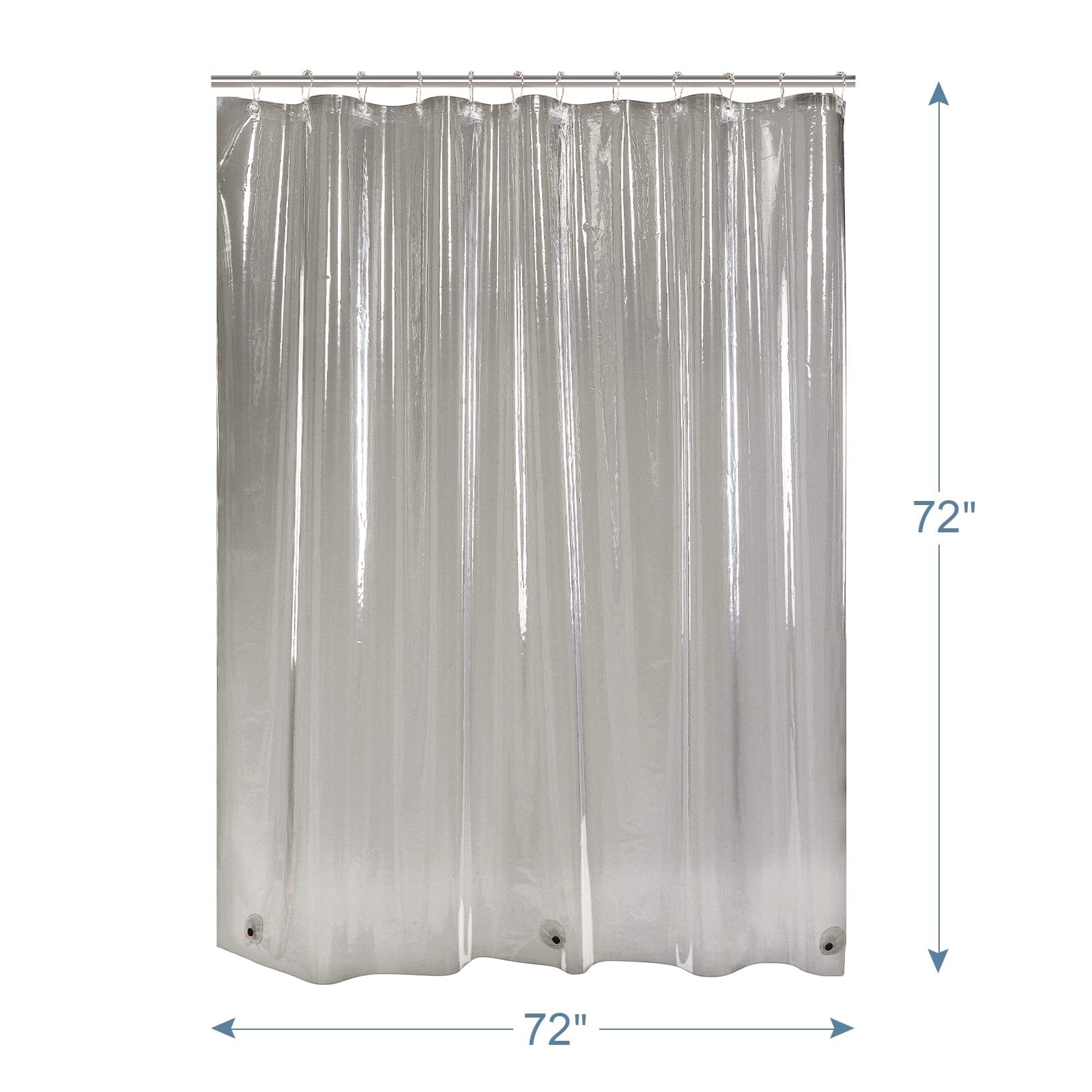 AmazerBath Shower Curtain Liner, 72x72 Transparent Black Shower Curtain Liner, Lightweight Plastic Shower Curtain Liner, PEVA Waterproof Shower Liner for Bathroom with 3 Magnets and 12 Grommets