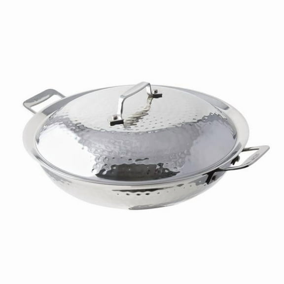 Bon Chef 60015HF 12 in. dia. Cucina Chef Pan with Lid Hammer & 2 Handles, 3.5 quart