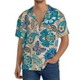 thumbnail image 3 of Easygdp Vintage Floral Butterflies Men's Casual Short-sleeved Shirt with Pocket and Button Suitable for Beach Vacation Leisure - 4X-Large, 3 of 7