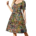 thumbnail image 1 of Vestido con estampado de cómic vintage para mujer, vestido de lujo, 1 of 7