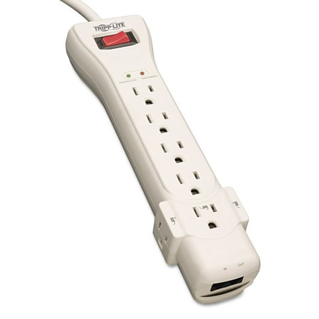 Rotating Outlet Surge Suppressor Tripp Lite SUPER7TEL Surge Suppressor, 7 Outlets, 7 ft Cord, 2520 Joules, Light Gray ()