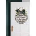 thumbnail image 4 of Eveokoki Laundry Room Open Daily Front Door Sign Funny Wreaths Hanging Wooden Plaque Decoration Round Rustic Wood Farmhouse Porch Decor for Home Front Door Decor, 11 x 11 Inch, 4 of 5