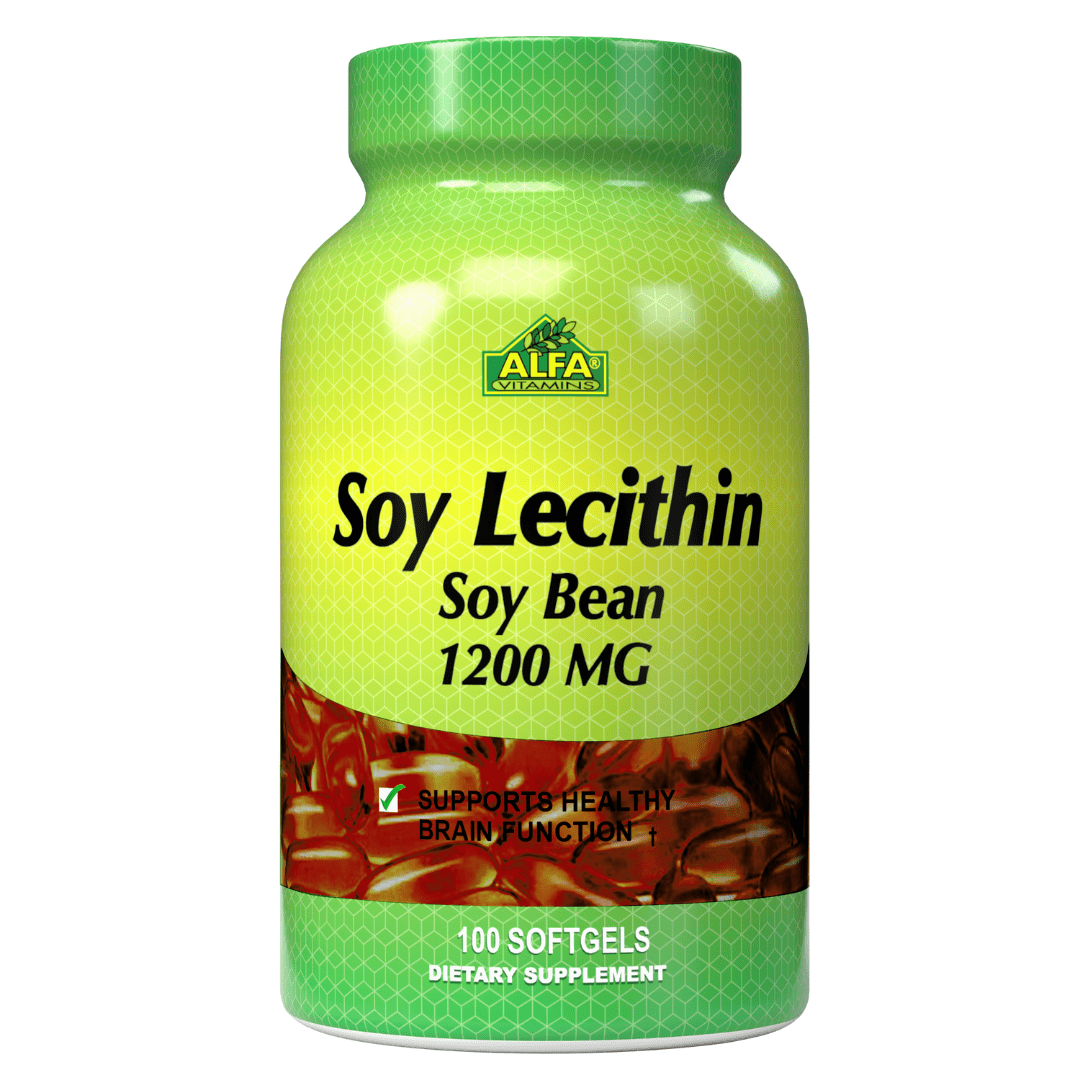 Alfa Vitamins Soy Lecithin 1200 mg Natural Soy Bean, Promotes Liver