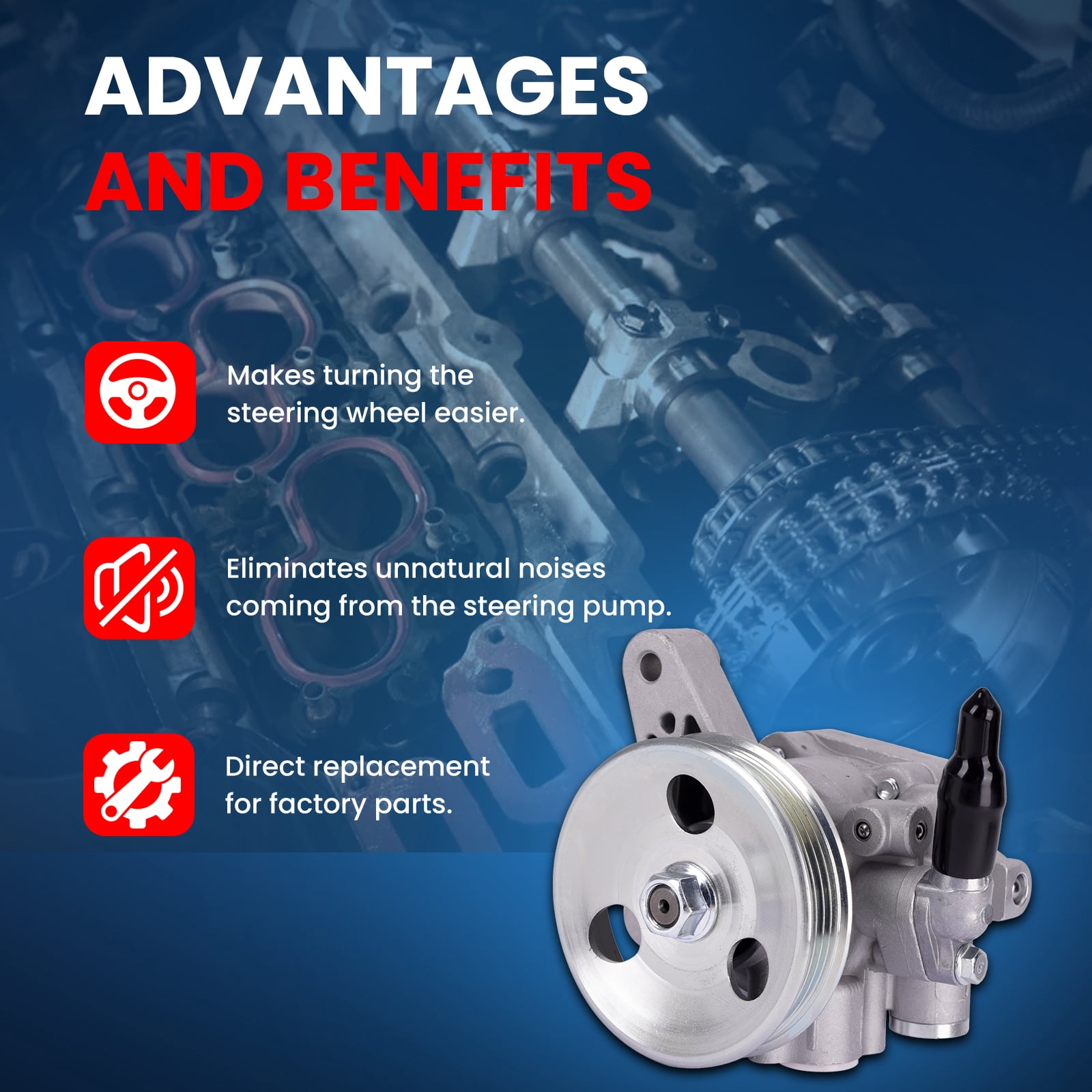 MOCA AUTOPARTS Power Steering Pump w/ Pulley Fit for 2001-2005 Acura EL 1.7L & 2001-2005 Honda Civic 1.7L