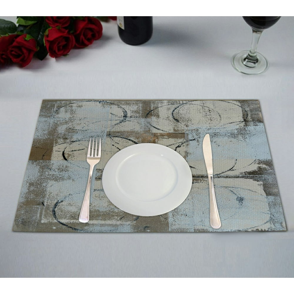 ECZJNT Grey Beige Art Painting Placemat Table Mat Cup Mat 12x18 inch