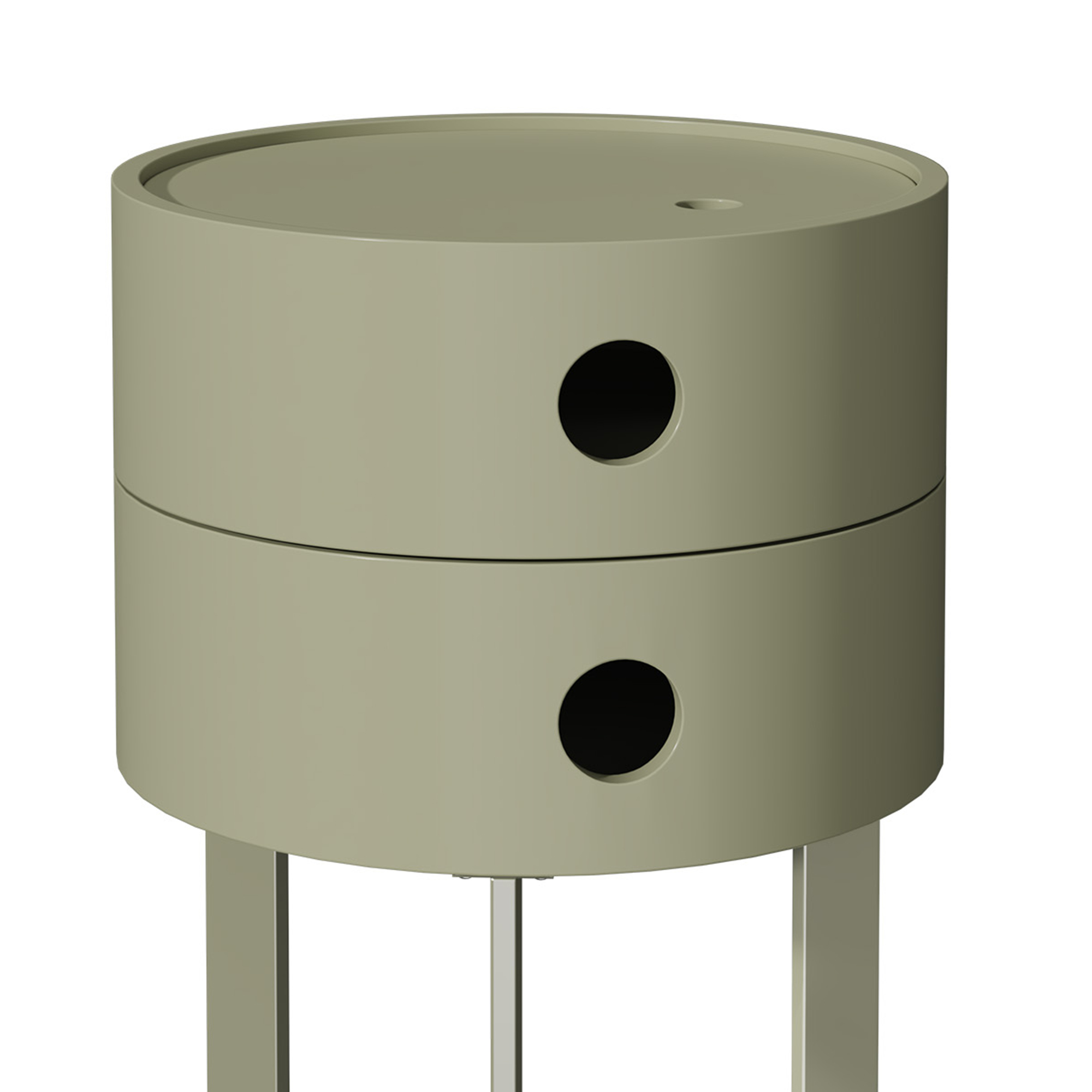 HLR Modern Round Nightstand Set of 2 with Drawer, 2-Tier End Table for Living Room, Bedroom, Green