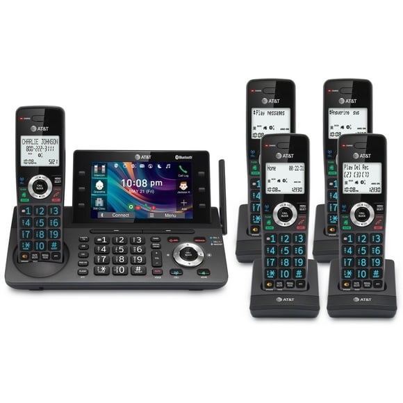 Teléfono inalámbrico residencial y empresarial AT&T DECT 6.0 de 5 teléfonos