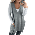 thumbnail image 3 of Yigetop Knit Vest for Women Pocket Sweater Vest Women Womens Sleeveless Sweater Vest V Neck Loose Knit Casual Flattering Tunic Top Sweater Vest Women Grey S, 3 of 3