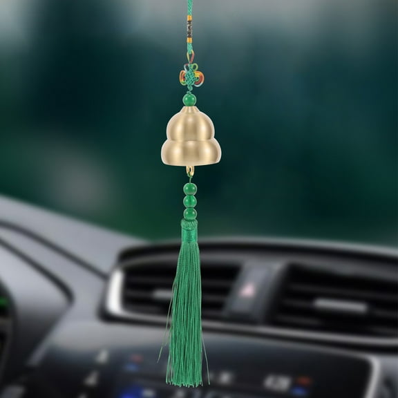 SWETRACE 1Pcs Green Gourd Shape Brass Pendant for Car Rearview Mirror Hanging Traditional Craftsmanship 11.8x1.6x1.6in