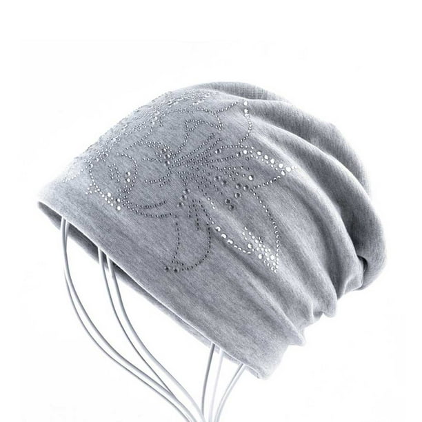 Minnieouse Gorro de punto para mujer con diamantes de imitación para otoño e invierno, deportes al aire libre, senderismo, Camping, viajes, ciclismo, Sombreros Gris claro Minnieouse AP013036-03