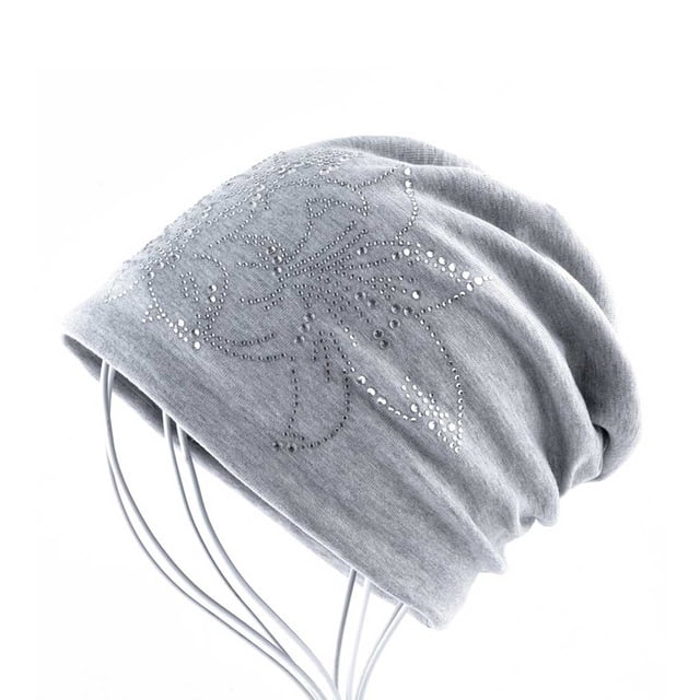 Minnieouse Gorro de punto para mujer, gorro con diamantes de imitación para deportes al aire libre, senderismo, Camping, viajes, pesca, esquí, patinaje, Sombreros Gris claro Minnieouse AP013036-03