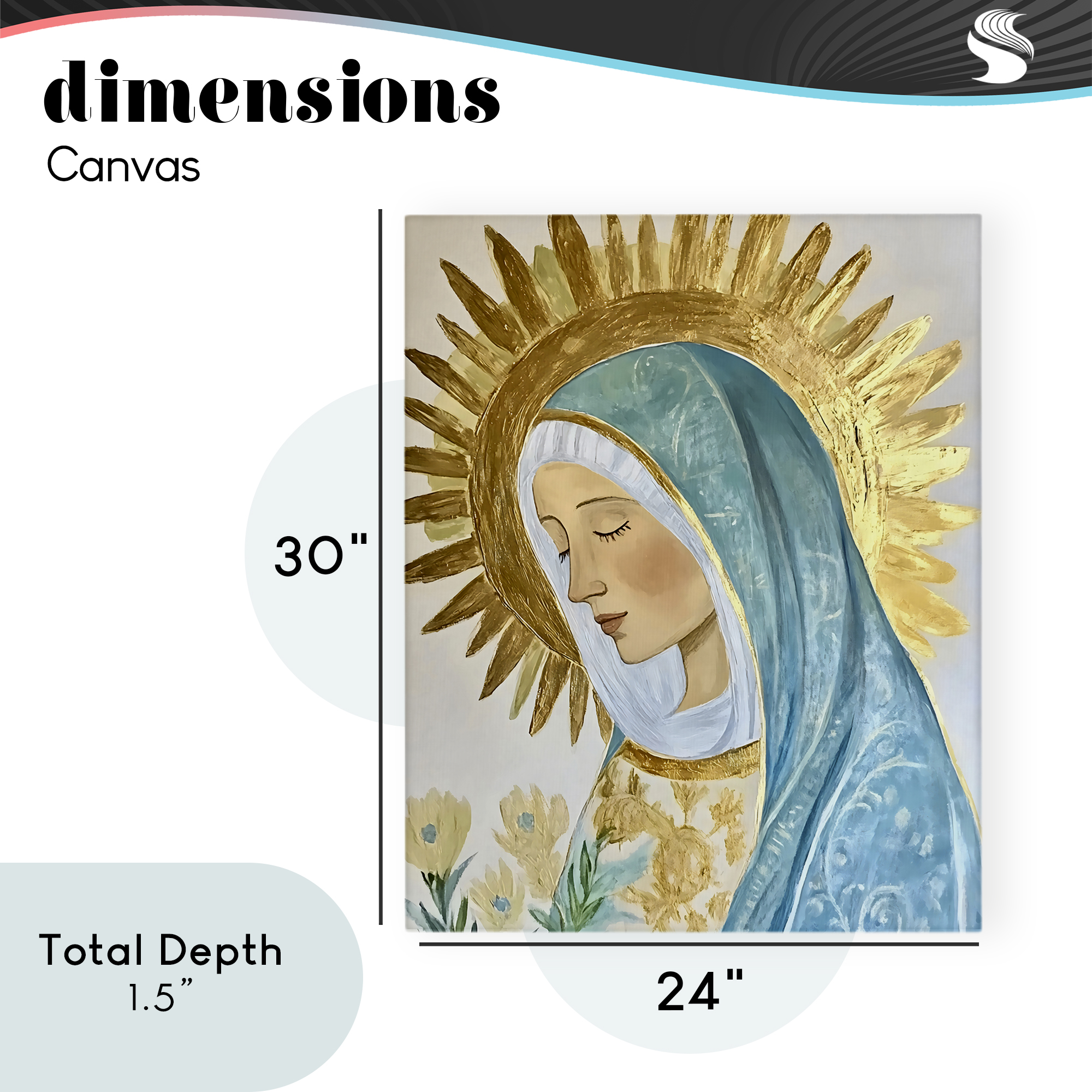 Holy Mary In Gold Canvas Wall Art, design by Franklyn Gregory