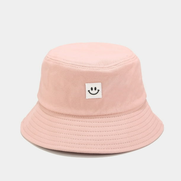 Chicuu Bucket Hat Smiley Face Sun Hat Hip Pop Casual Beach Outdoor Cap for  Men Women Pink