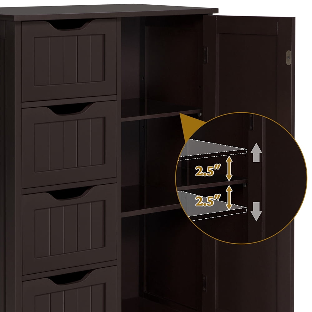 Yaheetech Wooden Cabinet Storage Unit with Drawers & Cupboard for Bathroom, Espresso