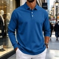 thumbnail image 6 of Bbyeadc Men's Long Sleeve Polo Shirt Loose Fit Casual Classic Comfortable Soft Lightweight Relaxed Everyday for Daily Wear,Blue(M), 6 of 7
