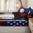thumbnail image 5 of Manfei Baseball Zipper Twin Comforter Sets with Fitted Sheet and 2 Pillowcases,Rustic Usa Flag Zipper Bedding Set,Red Black Stripes Decor,Black Reversible,4pcs, 5 of 8