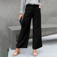thumbnail image 5 of Baqcunre Wide Leg Pants Woman Fashion Women's Solid Casual Pocket Button High Waist Wide Leg Pants Womens Fashion Women's Pants Pants for Women Womens Clothes Black S, 5 of 9