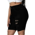 thumbnail image 4 of Gocolloa Womens Plus Size Jean Shorts Stretchy High Waisted Ripped Roll Hem Denim Bermuda Shorts 10" Inseam Black 16W, 4 of 5