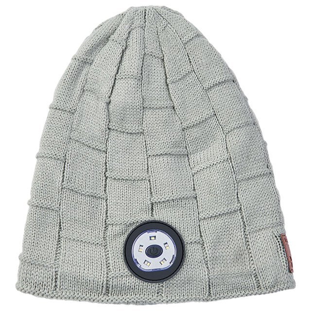 Gorro LED con luz recargable por USB y Bluetooth para hombres y mujeres, invierno cálido, sombreros con iluminación de punto, delanteros, gorro - Gris claro Sunnimix Sombrero de música cálido de invierno