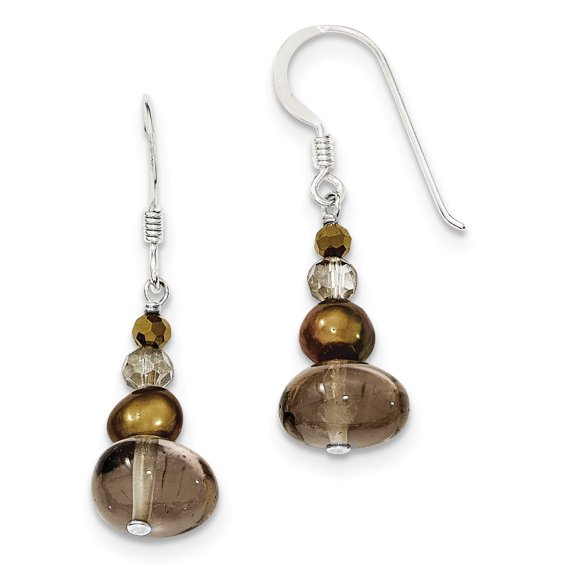 Primal Silver Sterling Silver Freshwater Cultured Pearl, Crystal and Quartz Earrings