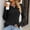 Black, variant on Womens Solid Round Neck Sweater Long Sleeve Loose Fit Soft Lightweight Casual Everyday Top Black L