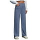 thumbnail image 1 of Pantalones de trabajo de cintura alta para mujer - Pantalones elásticos rectos de pierna ancha con botones y bolsillos, 1 of 5