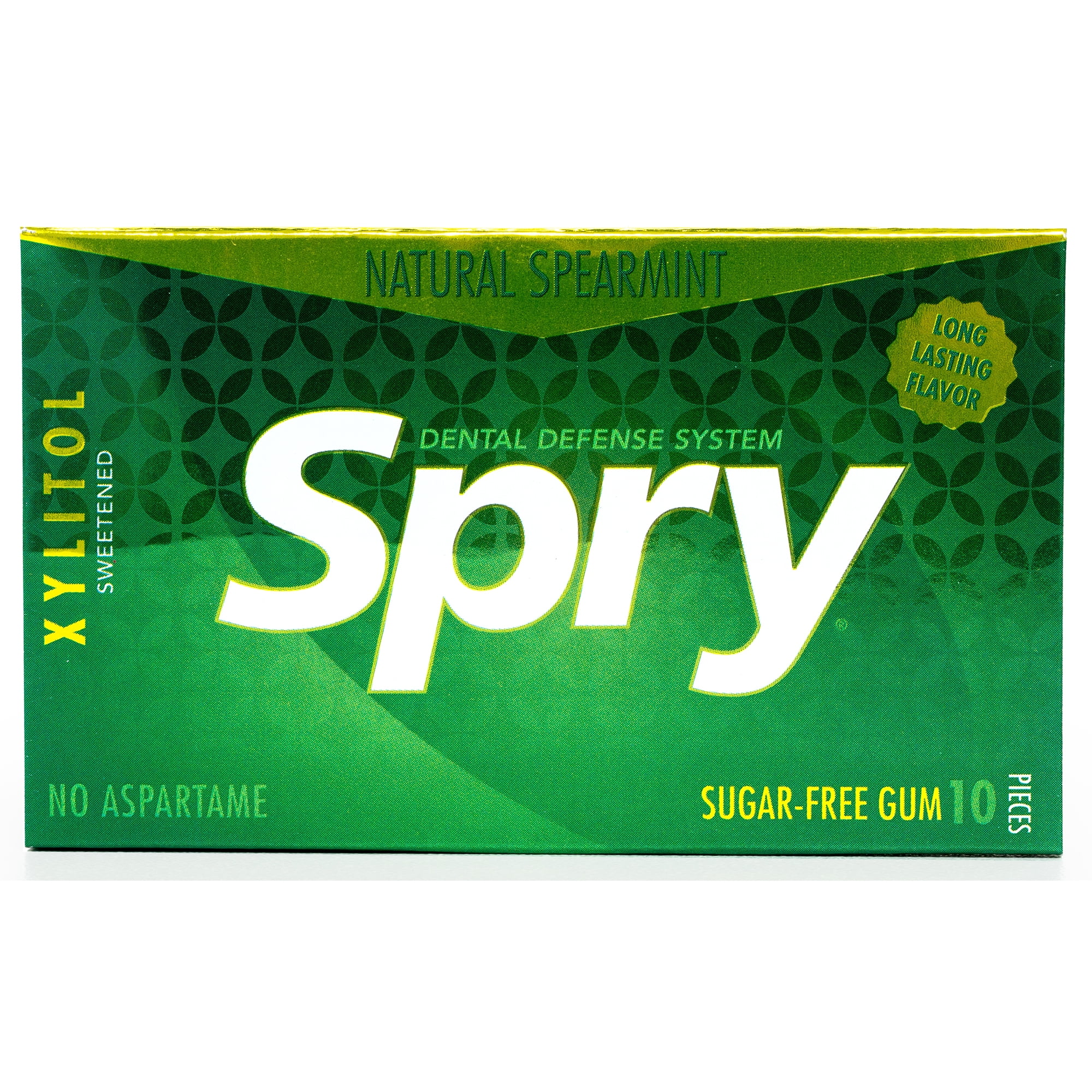 Spry Xylitol Chewing Gum, Aspartame-Free Sugar-Free, Spearmint, 10 Pieces Blister Cards 20 pack