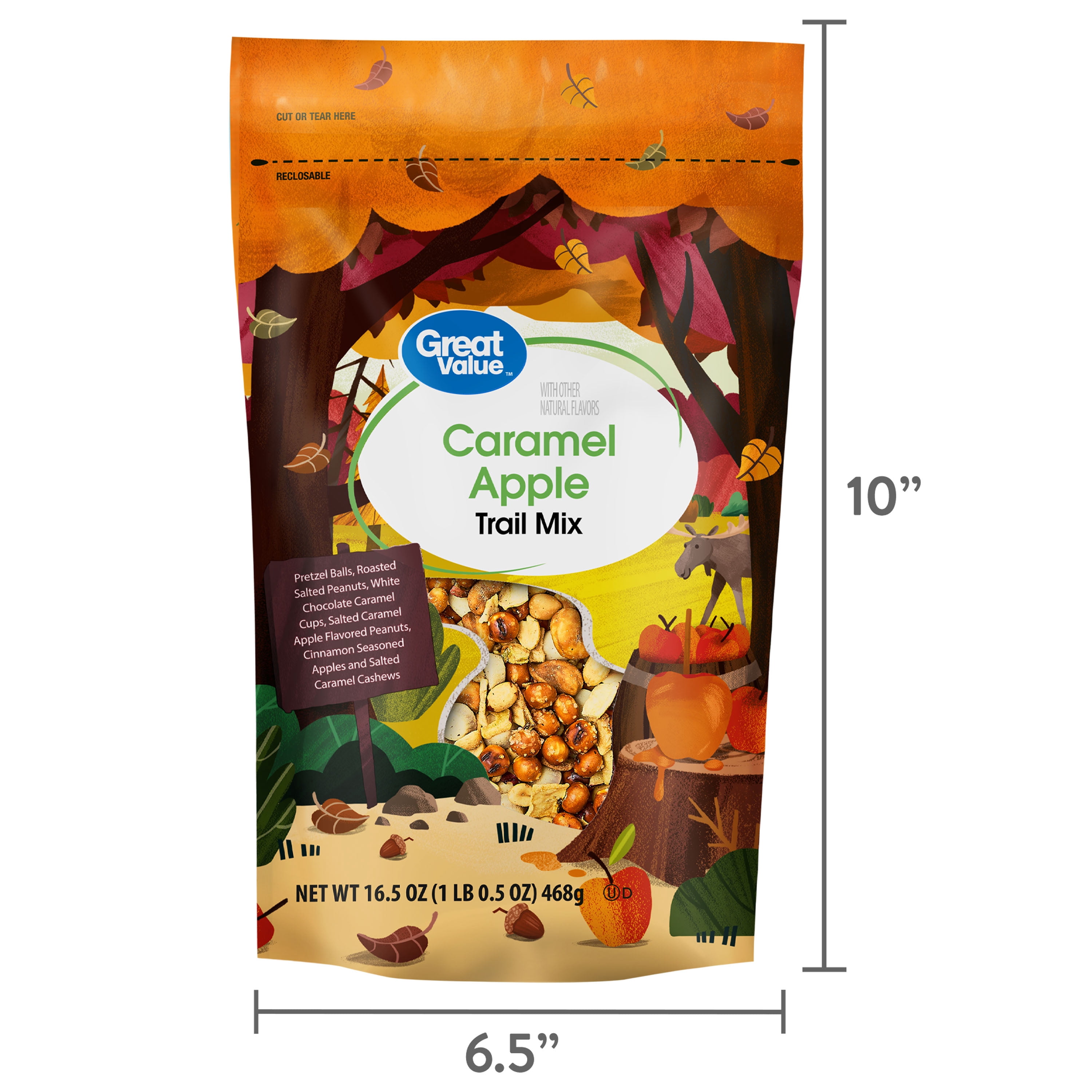 (4 pack) Great Value Caramel Apple Trail Mix, 16.5 oz Bag