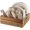 Acacia Wood, variant on Rustic White Plate and Utensil Caddy, 6-Compartment Paper Plate and Cutlery Holder with Handles, Kitchen and Party Organizer for BBQs, Picnics, and Gatherings
