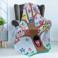 thumbnail image 4 of Owl Soft Flannel Fleece Throw Blanket, Cartoon Birds and Butterflies on a Tree Nursery Style Composition Kids Illustration, Cozy Plush for Indoor and Outdoor Use, 50" x 70", Multicolor, by Ambesonne, 4 of 5