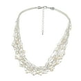thumbnail image 2 of Elegant White Pearls & Crystals on Silk Multi-Layered Statement Necklace, 2 of 4