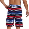 thumbnail image 4 of JIUKU Summer Shorts for Men Casual Drawstring Striped Printing Beach Shorts High Elastic Waist Baggy Vacation Shorts, 4 of 6