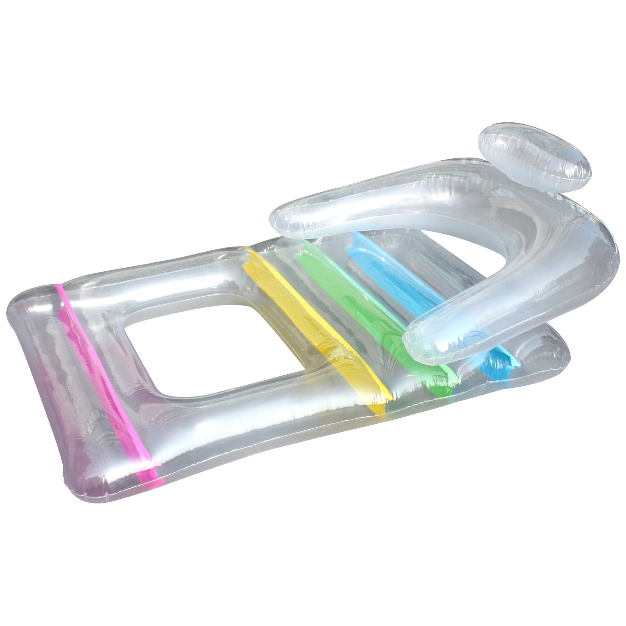 Northlight 62" Clear Inflatable Swimming Pool Float Lounger with Backrest