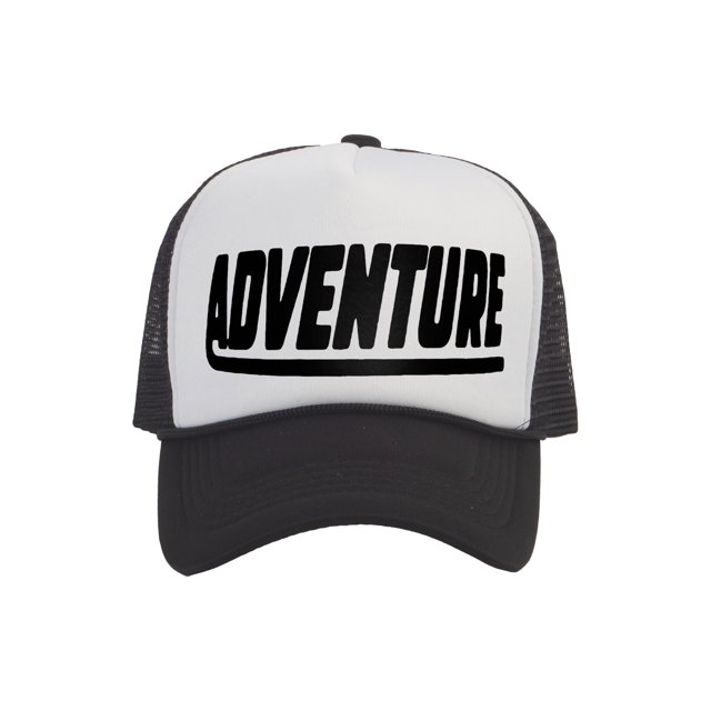 Men's Adventure Hat Outdoor Trucker Cap, White/Black