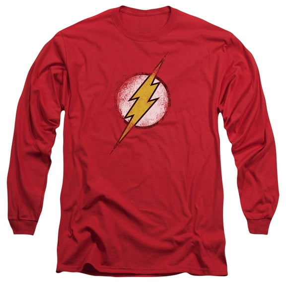 Jla - Destroyed Flash Logo - Long Sleeve Shirt - XX-Large