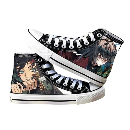 

Japanese Anime Skateboard Shoes Demon Slayer Canvas Shoes High Top Lace Up Sneakers for Boys Teens Men Tanjirou Nezuko Zenitsu Pattern Campus Casual Shoes