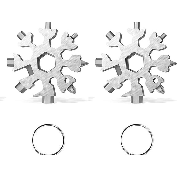 18-in-1 Snowflakes Multi Tool Stainless Portable Steel Multi-Tool for Outdoor Travel Camping Adventure Daily Tool（2 PACK Silver）