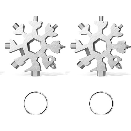 18-in-1 Snowflakes Multi Tool Stainless Portable Steel Multi-Tool for Outdoor Travel Camping Adventure Daily Tool(2 PACK Silver) thumbnail