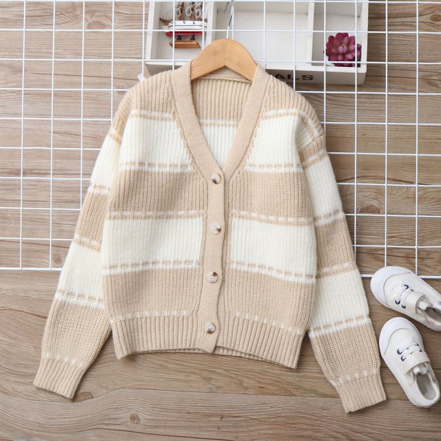Cowsor Unisex Boys Girls Cardigans Sweater V-Neck Long Sleeve School Uniforms Button Knit Tops